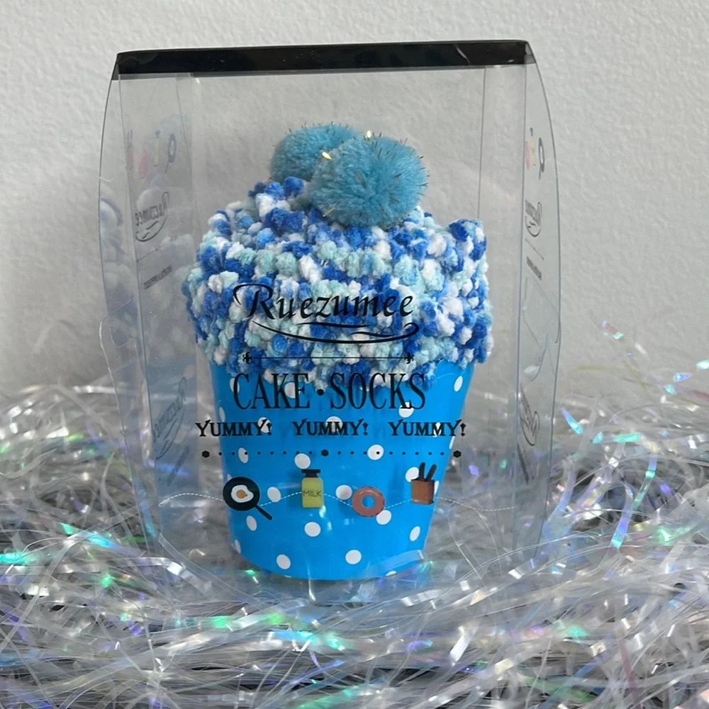 Confetti Cupcake Socks with Pom Poms in Box